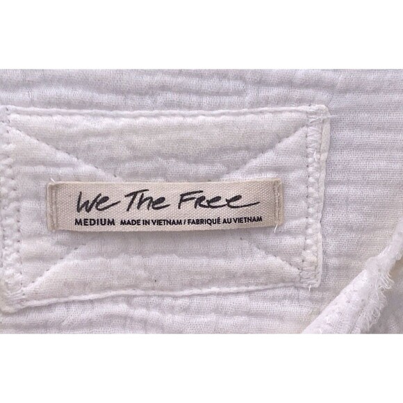 We The Free People Oversize Top M Cream Cotton Button Fray Pillowy Cover Up - Picture 7 of 13